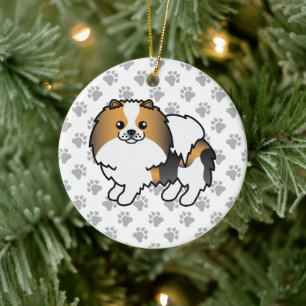 Décoration En Céramique Poméranie Tricolore Hound Chien de Dessin Animé Mi