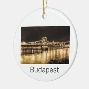Décoration En Céramique Pont Chaîne Budapest Hongrie Retro Nuit Vintage