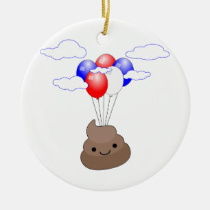 Décoration En Céramique Poo Emoji Voler Avec Ballons