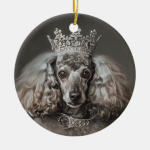 Décoration En Céramique Poodle gris habillé en princesse