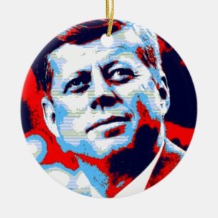 Décoration En Céramique Pop Art JFK John F. Kennedy Red Blue