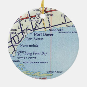 Décoration En Céramique Port Dover sur la carte Vintage