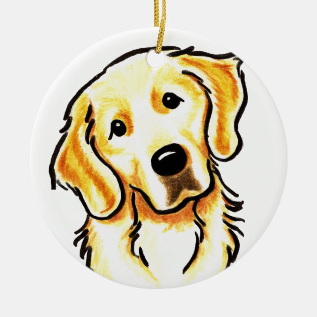 Décoration En Céramique Portrait Golden Retriever personnalisé (Devant)