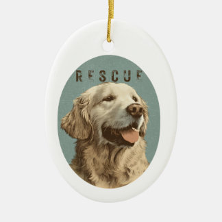 Décoration En Céramique Portrait vintage de chien de sauvetage Golden Retr