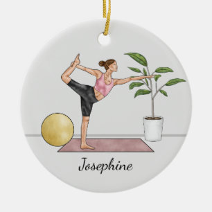 Décoration En Céramique Pose de danseur Yoga Natarajasana avec nom personn