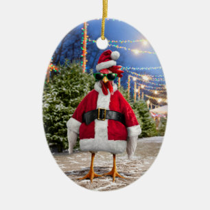 Décoration En Céramique Poule de Noël