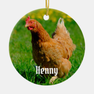 Décoration En Céramique Poulet Brown personnalisé dans l'herbe