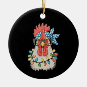 Décoration En Céramique Poulet de Noël Lumières de Noël Fermier Ferme Fami