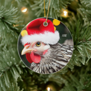 Décoration En Céramique Poulet Wyandotte en argent à Noël