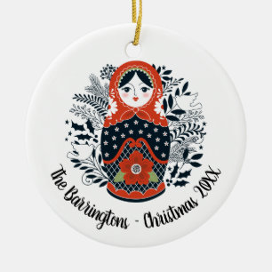 Décoration En Céramique Poupée de nidification de Matryoshka de Noël perso
