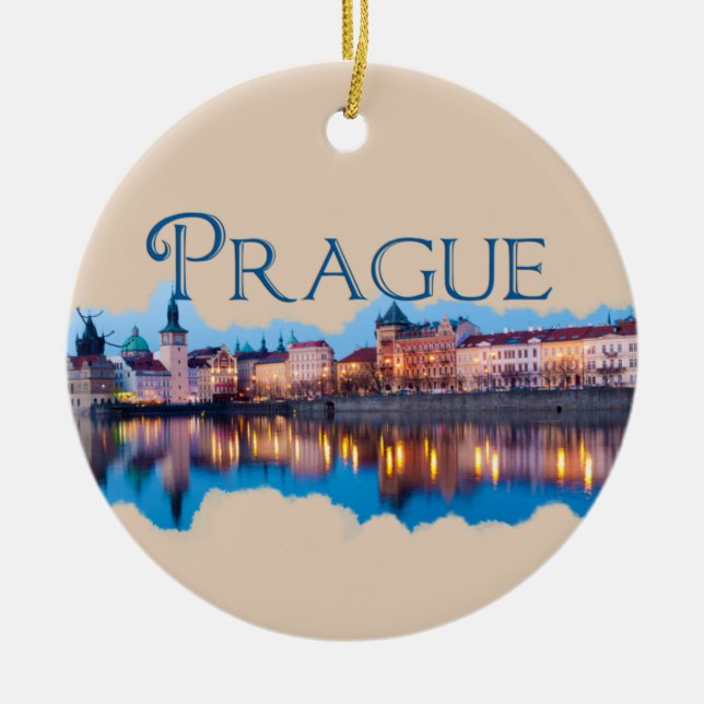 Décoration En Céramique Prague : Skyline du soir (Devant)