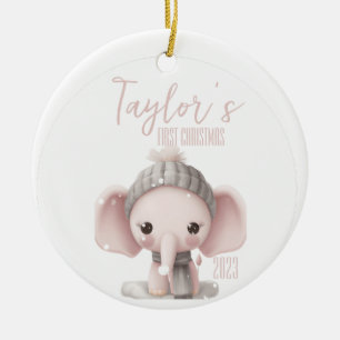 Décoration En Céramique Premier bébé personnalisé Noël éléphant