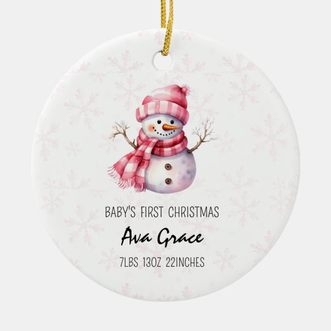 Décoration En Céramique Premier bonhomme de neige hivernal pour bébé migno (Devant)
