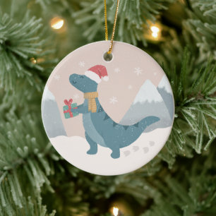 Décoration En Céramique Premier dinosaure de Noël