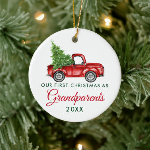 Décoration En Céramique Premier grand-père de Noël Camion rouge Vintage