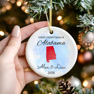 Décoration En Céramique Premier Noël dans l'Ornement de l'Etat d'Alabama