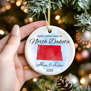 Décoration En Céramique Premier Noël dans l'ornement de l'État du Dakota d