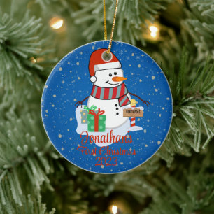 Décoration En Céramique Premier Noël de bébé mignon bonhomme de neige coul