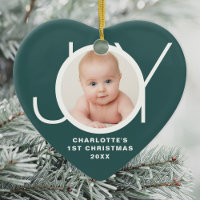 Premier Noël de bébé Photo personnalisée Vert