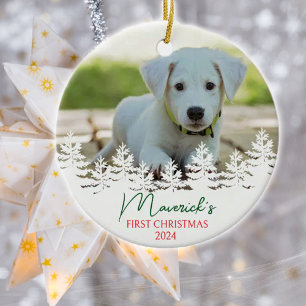 Décoration En Céramique Premier Noël de chien personnalisé