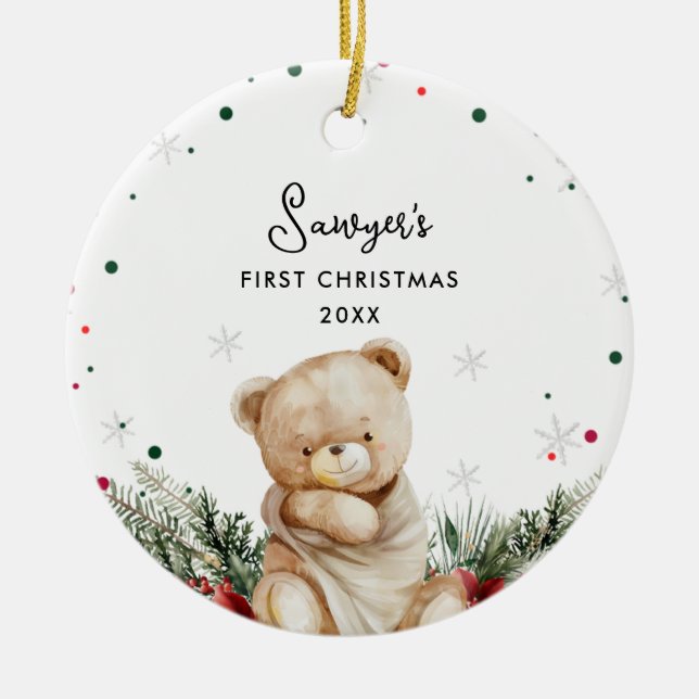 Décoration En Céramique Premier Noël de l'ours mignon (Devant)