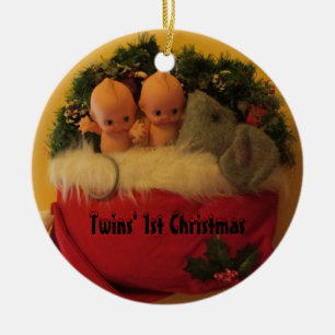 Décoration En Céramique Premier Noël des jumeaux