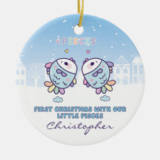 Décoration En Céramique Premier Noël du bébé par signe Zodiaque Personnali