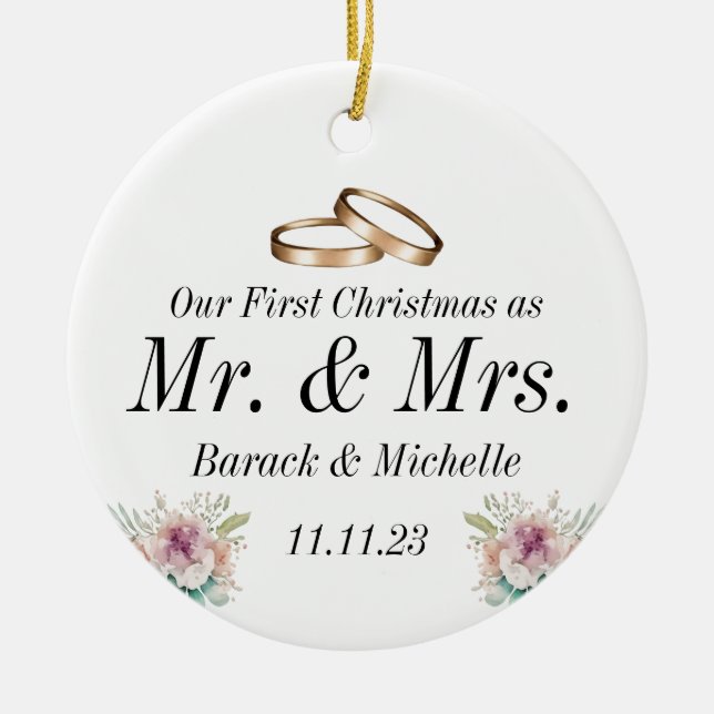 Décoration En Céramique Premier Noël en couple marié (Devant)