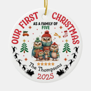 Décoration En Céramique Premier Noël En Famille De Cinq Personnalisés
