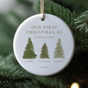 Décoration En Céramique Premier Noël en famille de trois bébés statistique