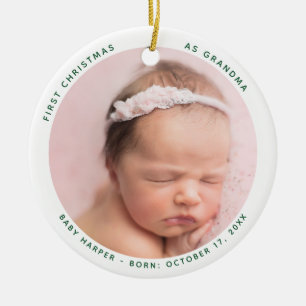 Décoration En Céramique Premier Noël en photo bébé de grand-mère