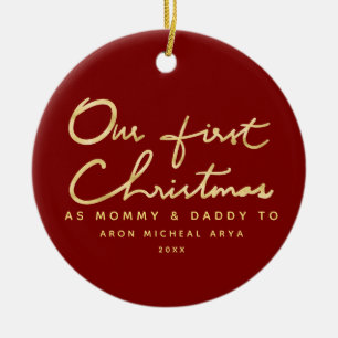 Décoration En Céramique Premier Noël en photos de maman et papa