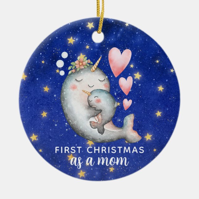 Décoration En Céramique Premier Noël en tant que maman narval baleine pers (Devant)