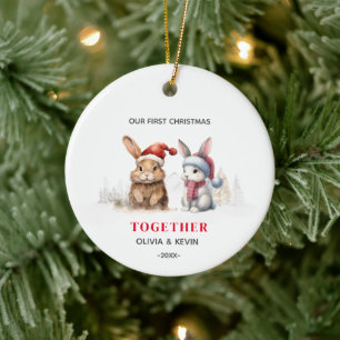 Décoration En Céramique Premier Noël engagé ensemble lapins