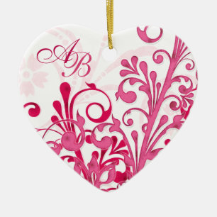 Décoration En Céramique Premier Noël Ensemble Rose Floral Coeur Mariage