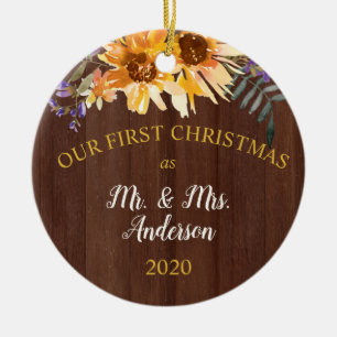 Décoration En Céramique Premier Noël Marié Russe Tournesol sur le bois