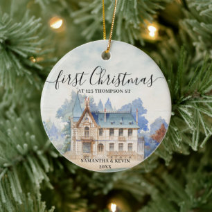 Décoration En Céramique Premier Noël Nouveau Accueil Aquarelle Vintage Acc