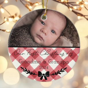 Décoration En Céramique Premier Noël Personnalisé Comme Grand-Parents Phot