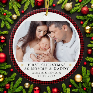 Décoration En Céramique Premier Noël personnalisé en tant que parents Phot