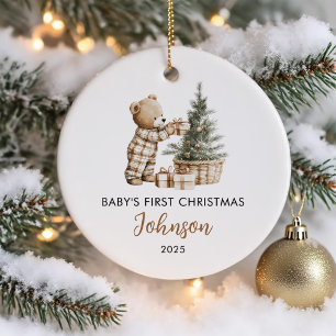 Décoration En Céramique Premier Noël personnalisé pour bébé ours
