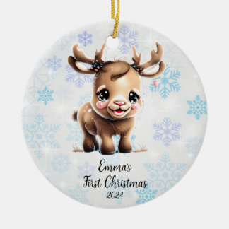 Décoration En Céramique Premier renne de Noël personnalisé