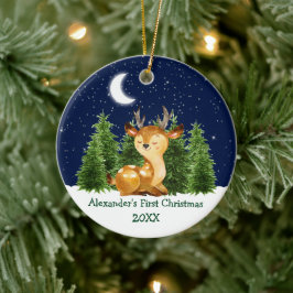 Décoration En Céramique Première aquarelle de Noël pour bébé Forêt de Cerf