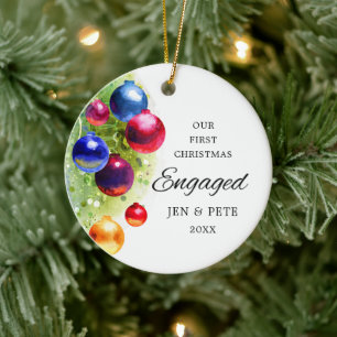 Décoration En Céramique Première couleur d'aquarelle personnalisée de Noël