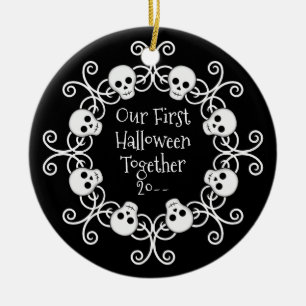 Décoration En Céramique Première Halloween ensemble crâne wreath