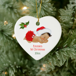 Décoration En Céramique Première Noël de Bébé Fille Chapeau de Père Noël R