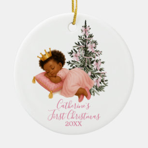 Décoration En Céramique Première Noël de bébé fille Princesse endormie
