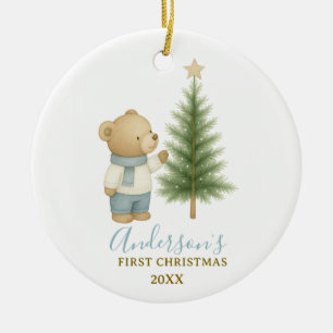 Décoration En Céramique Première Noël de l'ours en souvenir pour bébé garç