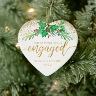 Décoration En Céramique Première Noël Engagé Parties scintillant d'or Holl