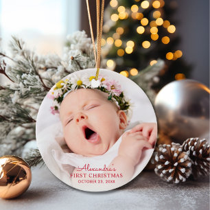 Décoration En Céramique Première personnalisation de Noël du bébé