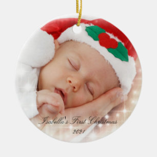 Décoration En Céramique Première photo à double face de Noël du bébé